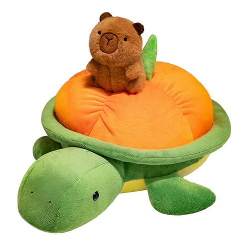 champracer Schildkröte Kuscheltier Stofftier, Schildkröt Kuscheltier mit Capybara, Geschenke für Jungen, Mädchen, Weihnachten, Geburtstag, Thanksgiving (35 cm,Capybara und Schildkröte) von champracer