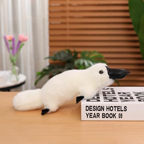champracer Schnabeltier Kuscheltier Simuliertes Tier Kawaii Schnabeltier-Plüsch lebensecht gestaltetes Kuscheltier Schnabeltier-Puppe Geschenke für Kinder (35cm,weiß) von champracer