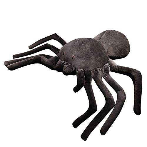 Champracer Schwarz Spinne Plüschtier, Plüschkissen, Lebensechtes Spielzeug, Simulation Feiertagsdekoration, Stofftier Puppe Wurfkissen (80 * 120cm, Schwarz) von champracer