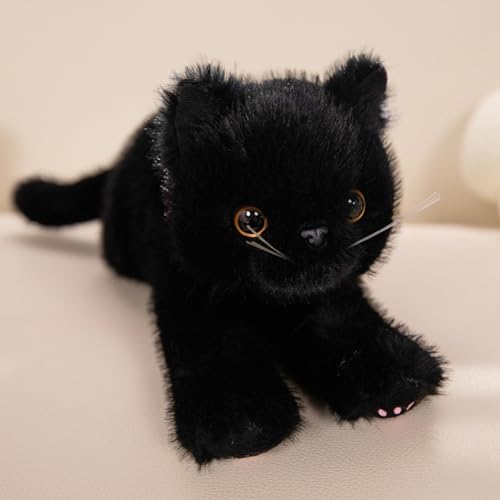 champracer Simulation Kurzhaar Nette Katze Puppe Kuscheltier Katze,Weighted Cat,für Gastgeschenke Begleiter Schlafzimmer Auto Heimdekoration Sammlergeschenk für Kinder (53cm,Schwarz) von champracer