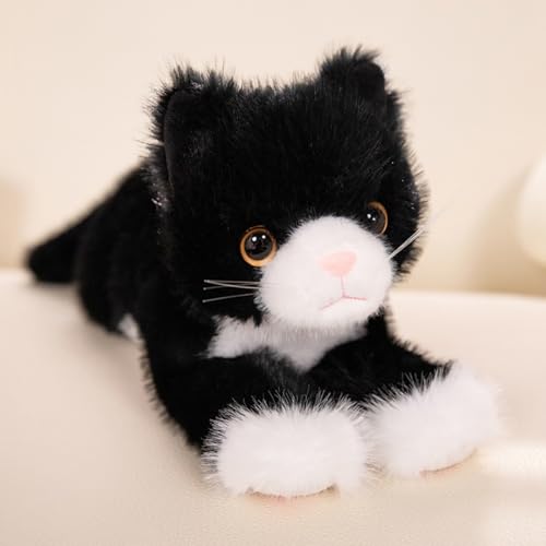 champracer Simulation Kurzhaar Nette Katze Puppe Kuscheltier Katze,Weighted Cat,für Gastgeschenke Begleiter Schlafzimmer Auto Heimdekoration Sammlergeschenk für Kinder (53cm,schwarz und weiß) von champracer