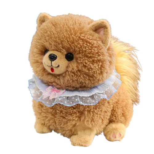 champracer Soft Pomeranian Hund Kuscheltier, süßes weiches Plüsch-Spielzeug,realistisches Pommern Plüsch schönes Tier niedliche und weiche Geschenke Hund,für gemütliches Spielen (32Cm,Brown) von champracer