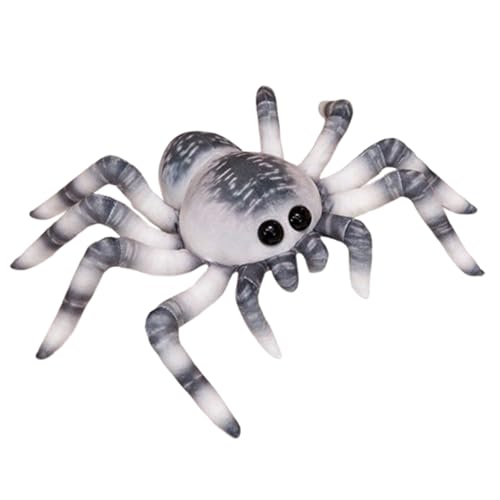 champracer Spinne Kuscheltier Lebensechte Plüsch Spinne Kuscheltier Spinne Weiches Kuscheliges 20cm Plüschtier für Kinder Weiches,Halloween-Plüschpuppe, Plüsch Spinne,Geschenk für Kinder (20cm,Grau) von champracer