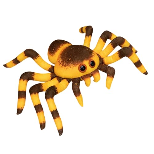 champracer Spinne Kuscheltier Lebensechte Plüsch Spinne Kuscheltier Spinne Weiches Kuscheliges Stofftier Halloween Deko Geschenk für Kinder (20cm,Gelb) von champracer