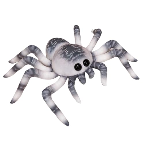 champracer Spinne Kuscheltier Lebensechte Plüsch Spinne Kuscheltier Spinne Weiches Kuscheliges Stofftier Halloween Deko Geschenk für Kinder (20cm,Grau) von champracer