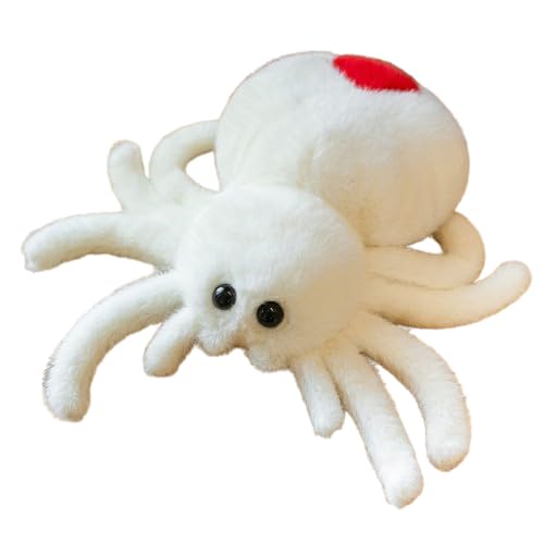 champracer Spinnen PlüSchtier Spielzeug，Spinne Plüschkissen，Realistisches Spinnenmodell，Simulation Spinne Feiertagsdekoration，Spinnen Kissen Plüschtier Puppe (25cm,Weiß) von champracer