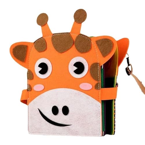 champracer Stille Buch aus Weichem Filz für frühe Bildung,Giraffe Buch Vorschule Lernen Spielzeug,Busyboard Tragbar Für 1 2 3 Jährige Kleinkinder,Board Baby Sensorik Spielzeug (22x25cm) von champracer