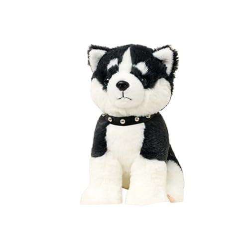 champracer Süßes Plüschtier,Kuscheltier Hund, Realistisc Hund lebensecht, Kuscheltier Hund Plüschtier zum Kuscheln & Spielen Kawaii Deko Plushie Puppen (23cm,Dunkelgrauer Husky) von champracer