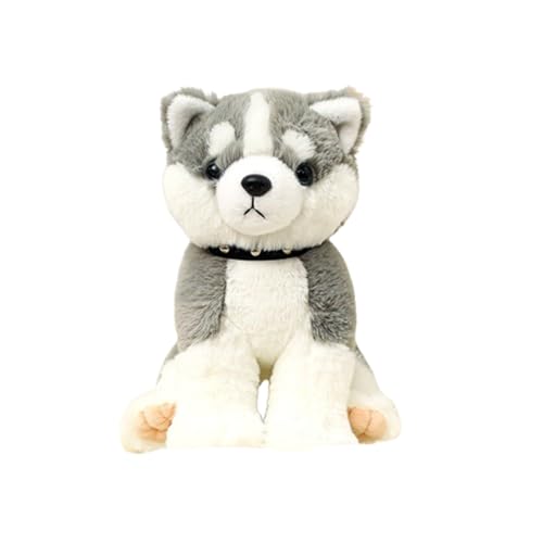 champracer Süßes Plüschtier,Kuscheltier Hund, Realistisc Hund lebensecht, Kuscheltier Hund Plüschtier zum Kuscheln & Spielen Kawaii Deko Plushie Puppen (23cm,Hellgrauer Husky) von champracer