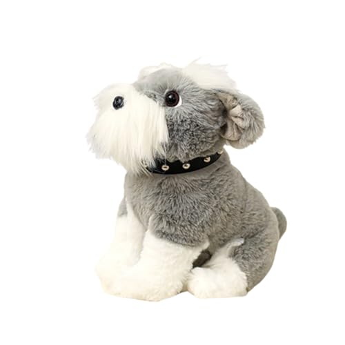 champracer Süßes Plüschtier,Kuscheltier Hund, Realistisc Hund lebensecht, Kuscheltier Hund Plüschtier zum Kuscheln & Spielen Kawaii Deko Plushie Puppen (23cm,Schnauzer) von champracer