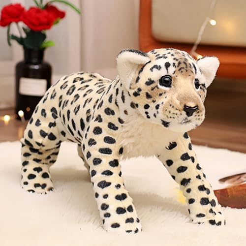 champracer Tiger Kuscheltier Realistische Tiger Plüschtier Süßes Leopard Kuscheltier Stofftier Geparden PlüschLöwe Gemütliches Schmusetie Geschenk für Kinder Jungen Mädchen (48cm,Leopard) von champracer