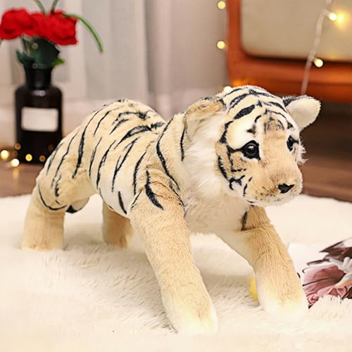 champracer Tiger Kuscheltier Realistische Tiger Plüschtier Süßes Leopard Kuscheltier Stofftier Geparden PlüschLöwe Gemütliches Schmusetie Geschenk für Kinder Jungen Mädchen (58cm,Tiger) von champracer