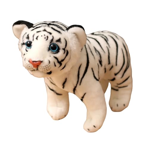 champracer Tiger Kuscheltier Realistische Tiger Plüschtier Tiger Stofftier Flauschiger Stofftier zum Spielen & Kuscheln Geburtstagsgeschenk für Kinder (26 cm,Weiß) von champracer