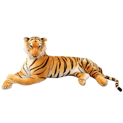 champracer Tiger Kuscheltier Realistische Tiger Plüschtier liegend Stofftier Plüschtier Kinder Plüsch Spielzeug Geburtstagsgeschenk für Kinder (50cm,Gelb) von champracer