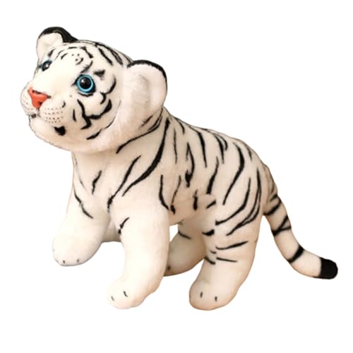 champracer Tiger Plüschtier,Kuscheltier Tiger 26 cm,ealistische Tiger Kuscheltiere Baby Plüsch Puppe Stofftier Kissen Plüschtier klein Tiger Baby Plüschfigur Geschenk für Kinder (40cm,weiß) von champracer