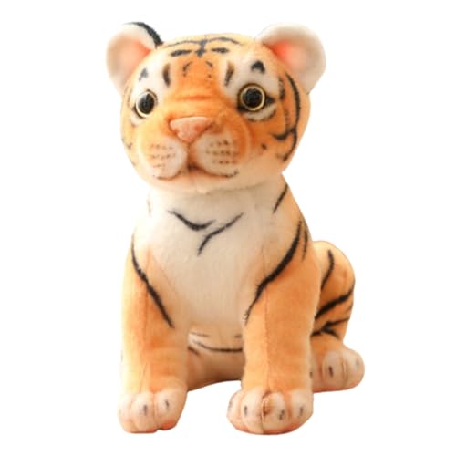 champracer Tiger Plüschtier,Realistische Tiger Kuscheltiere Baby Plüsch Puppe Stofftier Kissen Plüschtier,Leopard Kuscheltier GepardSüßes Kawaii Stofftier,für Kinder Jungen (25cm,Hockender Tiger) von champracer