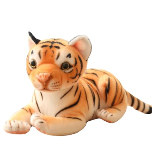 champracer Tiger Plüschtier,Realistische Tiger Kuscheltiere Baby Plüsch Puppe Stofftier Kissen Plüschtier,Leopard Kuscheltier GepardSüßes Kawaii Stofftier,für Kinder Jungen (25cm,Liegender Tiger) von champracer