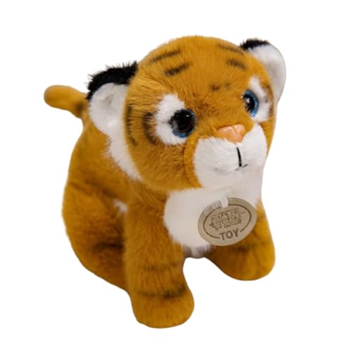champracer Tiger Plüschtier Schöne Plüschtiger Puppe, Realistisch Gestaltetes Tiger Puppen,Tiger Kuscheltier,Niedlich Plüsch Stofftier Kuscheltier,Für Kinder Dekokissen Geschenke (Gelber,20cm) von champracer