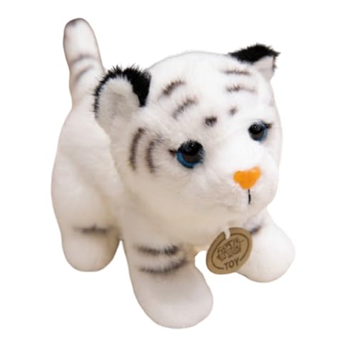 champracer Tiger Plüschtier Schöne Plüschtiger Puppe, Realistisch Gestaltetes Tiger Puppen,Tiger Kuscheltier,Niedlich Plüsch Stofftier Kuscheltier,Für Kinder Dekokissen Geschenke (Weißer,20cm) von champracer