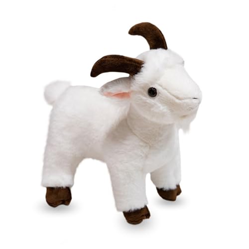 champracer Ziege Plüschtie Ziege Figur, Tier Ziege Modell Spielzeug Simulierte Ziege Statue, Stand Simuliertes Tier Kawaii Schaf Kuscheltier, Dekoration für Kinder Figur Spielzeug (30 cm,Weiß) von champracer