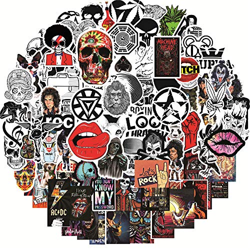 Band-Aufkleber-Pack, 100 Stück, Rock and Roll Sticker, Aufkleber, Punk, klassisch, Vinyl, wasserdicht, Graffiti-Aufkleber für Laptop, Autos, Gitarre, Stoßstange, Flasche von chamvis