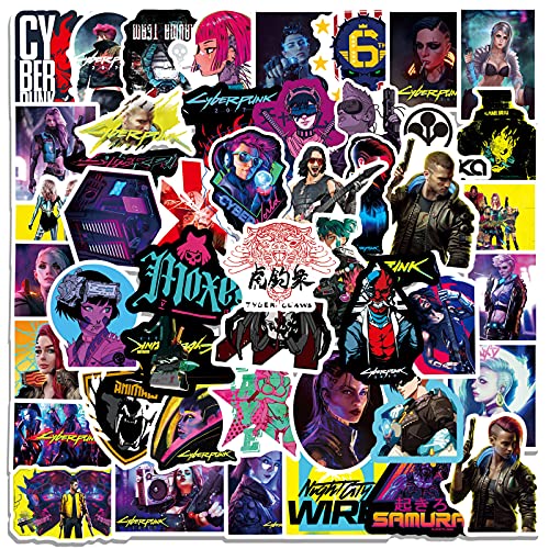 chamvis 50 PCS Cyber and Punk Aufkleber Cool Cyberpunk Stickers für Laptop Wasserflasche Wagen Motorrad Stoßstange Gepäck Skateboard Graffiti von chamvis