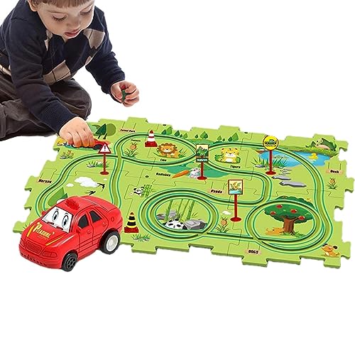 Puzzle-Track-Spielset - Lustiges und langlebiges Schienenspielzeug für Eisenbahnwaggons | Lernspielzeug für Kinder Jungen und Mädchen ab 3 Jahren, Eisenbahnschienen-Set, Spielsets Chato von chato