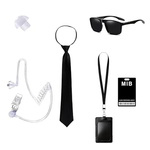 chausa 5 Teiliges Men in Black Kostüm Agent Kostüm Zubehör Detektiv Set Geheimdienst Set Spion Zubehör ideal für Mottopartys Karneval Verkleidung Theateraufführungen und Geburtstagsfeiern(schwarz) chausa 5 Teiliges Men in Black Kostüm Agent Kostüm Zubehör Detektiv Set Geheimdienst Set Spion Zubehör ideal für Mottopartys Karneval Verkleidung Theateraufführungen und Geburtstagsfeiern(schwarz) von chausa