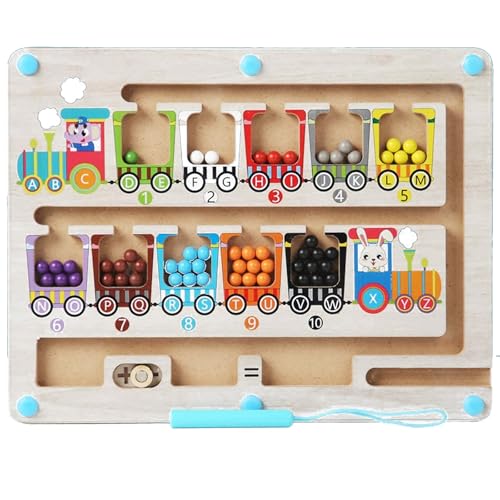 chausa Spielzeug ab 2 Jahre Montessori Spielzeug Jahre Magnetspiel Kinder Lernspiele ab 2 Magnet Spiel Kinderspielzeug,Holzspielzeug Lernen Sortierspiel Magnetisches Labyrinth für Mädchen Jungen von chausa