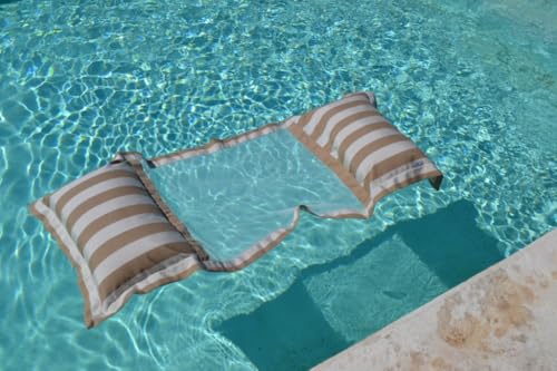 chillisy® Luxus Wasserhängematte Yacht – mit Netz – schwebendes Relaxgefühl – 5 Jahre Farb-Garantie – Chlor- & Salzwasser resistent - Beige Creme [170 cm] von chill isy