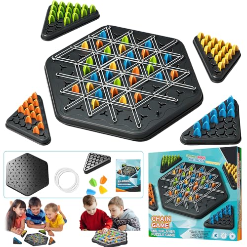 chimoo Interaktives Brettspiel Triggle – Taktikspiel mit Gummibändern, Kettendreieck Schach, Strategisches Denkspiel für die Ganze Familie ab 6 Jahren chimoo Interaktives Brettspiel Triggle – Taktikspiel mit Gummibändern, Kettendreieck Schach, Strategisches Denkspiel für die Ganze Familie ab 6 Jahren von chimoo