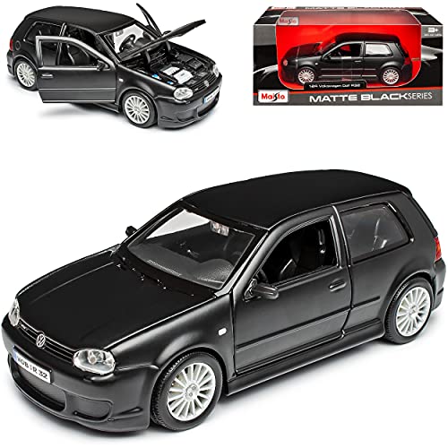 Volkwagen Golf IV R32 Matt Schwarz 3 Türer 1997-2003 1/24 Maisto Modell Auto mit individiuellem Wunschkennzeichen von chimoo