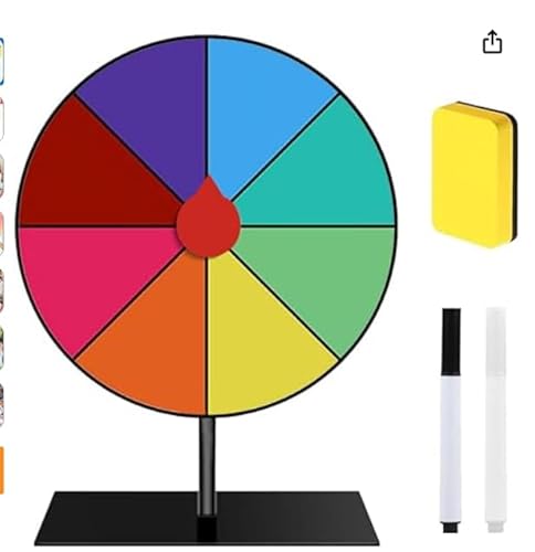 chiquieray 20cm Glücksrad zum Drehen, 8 Farben Glücksrad zum Selbstgestalten mit Trocken Abwischbarem Marker und Radiergummi für Wortspiele Karneval Party Karneval chiquieray 20cm Glücksrad zum Drehen, 8 Farben Glücksrad zum Selbstgestalten mit Trocken Abwischbarem Marker und Radiergummi für Wortspiele Karneval Party Karneval von chiquieray