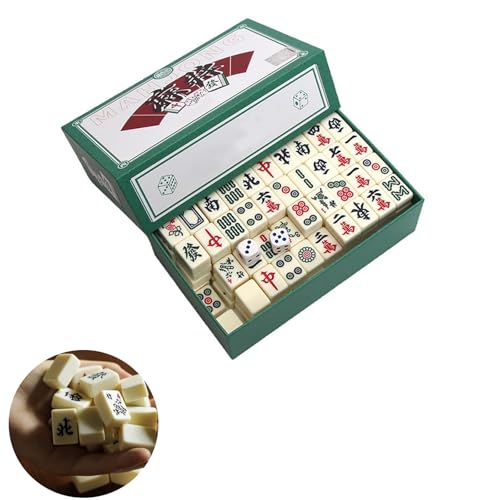 chiquieray Mini Mahjong Spiel,Portable Traditionelles Chinesisches Majong Set,Majong brettspiel,Majongsteine Spiel mit 144 Mahjong Spielsteine chiquieray Mini Mahjong Spiel,Portable Traditionelles Chinesisches Majong Set,Majong brettspiel,Majongsteine Spiel mit 144 Mahjong Spielsteine von chiquieray