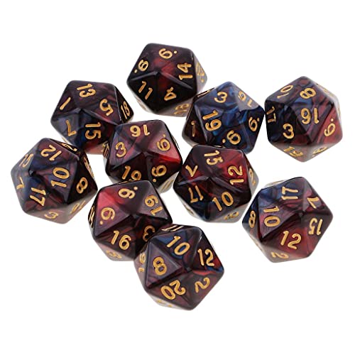 10 / Satz 20 Seitige Acryl Würfel RPG MTG D20 Würfel für Rollenspiele D &, rot Blau von chiwanji