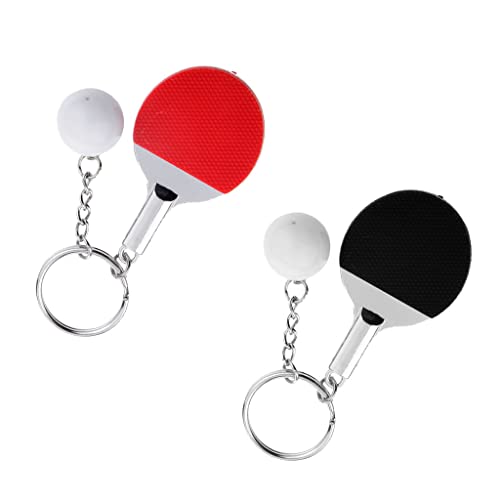 Mini Tischtennis Tischtennisschläger & Ball Anhänger Schlüsselanhänger Geschenk Schwarz & Rot von chiwanji