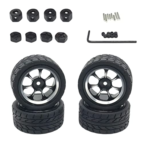 RC Felgen und Reifen Kit für 124016 124017 124018 124019 1/12 Ersatz, Schwarz RC Felgen und Reifen Kit für 124016 124017 124018 124019 1/12 Ersatz, Schwarz von chiwanji
