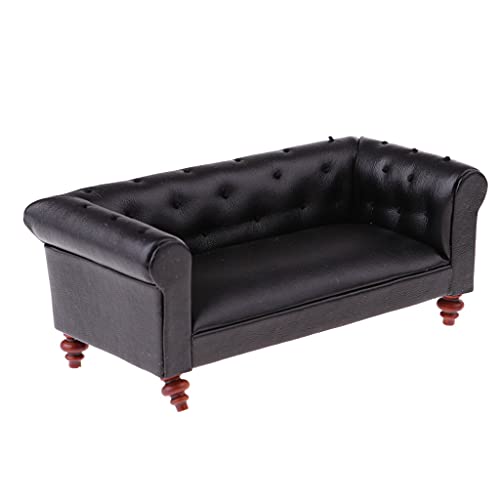 chiwanji 1/12 Maßstab Möbel Modell Sofa Modell Puppenhaus Sofa Schwarz Puppenhaus von chiwanji