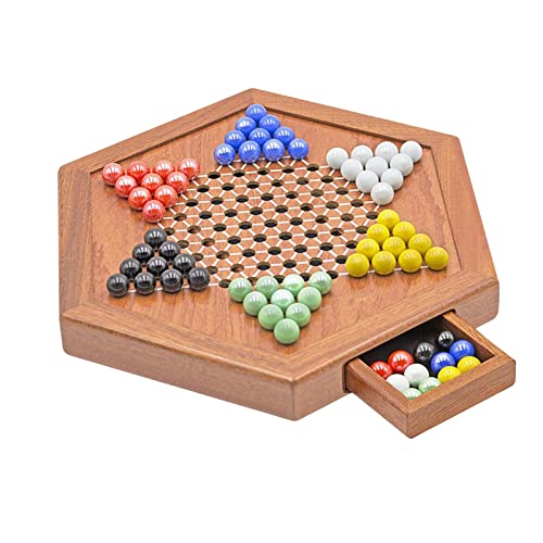 chiwanji Chinesische Checkers mit Schubladen Spiel Chessboard Multicolor Glas Murmeln Spaß Spielzeugkollektion Kinder Erwachsene von chiwanji