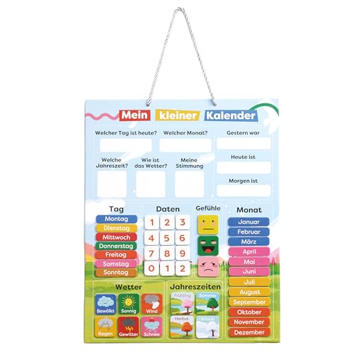 chuckle - Kalender Magnetwand für Kinder mit Jahreszeiten, Datum & Wetter - 40x32cm - Spielerisches Lernmittel für 4- bis 10-Jährige, anpassbar für jedes Jahr von chuckle