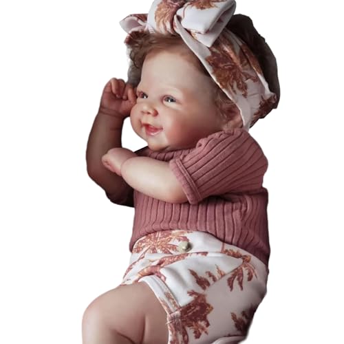 churuso 49 cm große Baby-Wiedergeburt mit handgefertigtem implantiertem Haar mit beweglichem Arm und Bein, Kuscheln für Kleinkinder, Geburtstagsgeschenk, Wiedergeburt, realistisches Gewicht, von churuso