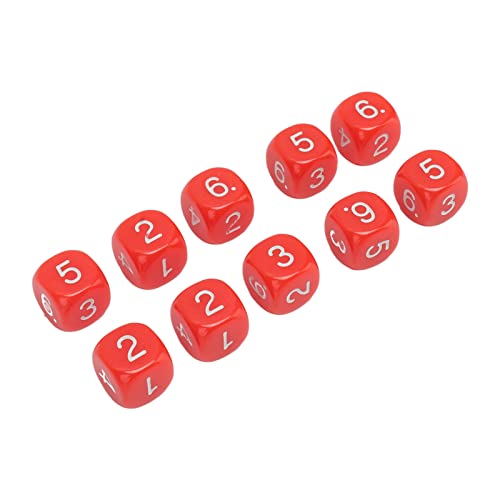 ciciglow 20-teiliges 6-seitiges Zahlenwürfel-Set, Klare Zahlen, Langlebiger Kunststoff, Kleine Größe für Brettspiele und Unterricht (Rot) von ciciglow