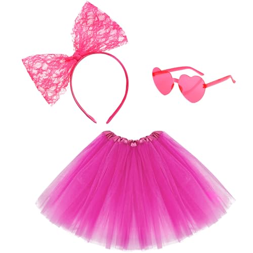 cnomg 3-teiliges Tutu-Kostüm-Zubehör-Set mit Herz-Sonnenbrille, Schleife, Stirnband für Halloween-Party von cnomg