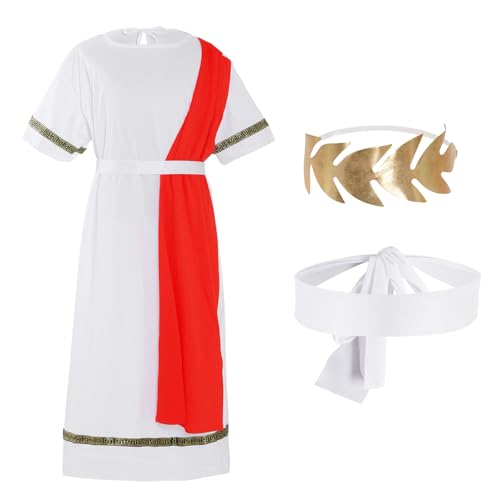 cnomg Toga Kostüm Griechischer Gott Römer Kostüm für Halloween Geburtstagsfeier Griechenland Mythos Cosplay, Rot/Ausflug, einfarbig (Getaway Solids), Large von cnomg