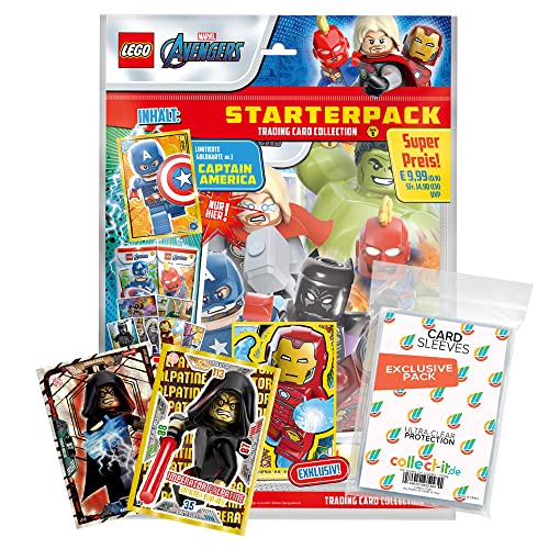Blue Ocean Lego Avengers Serie 1 Trading Cards Bundle mit 1 Starter + 2 Limitierte Star Wars Karten + Exklusive Collect-it Sleeves von collect-it.de MY HOME OF CARDS + TOYS