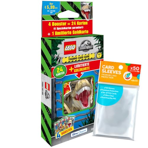 Bundle mit Blue Ocean Lego Jurassic World - Serie 3 Trading Cards - 1 Blister + Exklusive Collect-it Hüllen von collect-it.de MY HOME OF CARDS + TOYS