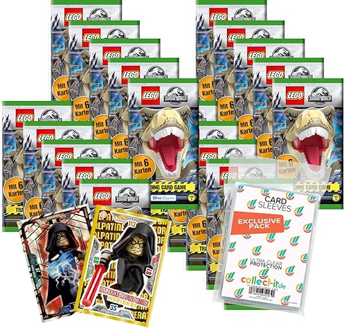 Bundle mit Blue Ocean Lego Jurassic World - Serie 3-20 Booster + 2 Limitierte Star Wars Karten + Exklusive Collect-it Hüllen von collect-it.de MY HOME OF CARDS + TOYS