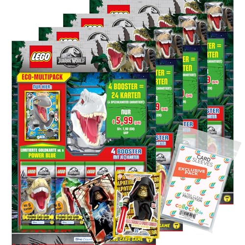 Bundle mit Blue Ocean Lego Jurassic World - Serie 3- Alle 4 verschiedenen Multipacks + 2 Limitierte Star Wars Karten + Exklusive Collect-it Hüllen von collect-it.de MY HOME OF CARDS + TOYS