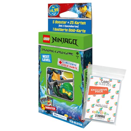 Bundle mit Blue Ocean - Lego Ninjago 7 Next Level Trading Cards - 1 Blister + Exklusive Collect-it Hüllen von collect-it.de MY HOME OF CARDS + TOYS