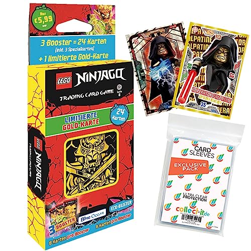 Bundle mit Blue Ocean Lego Ninjago Serie 8 Trading Cards - 1 Gold-Blister (zufällige Auswahl) + 2 Limitierte Star Wars Karten + Exklusive Collect-itHüllen von collect-it.de MY HOME OF CARDS + TOYS
